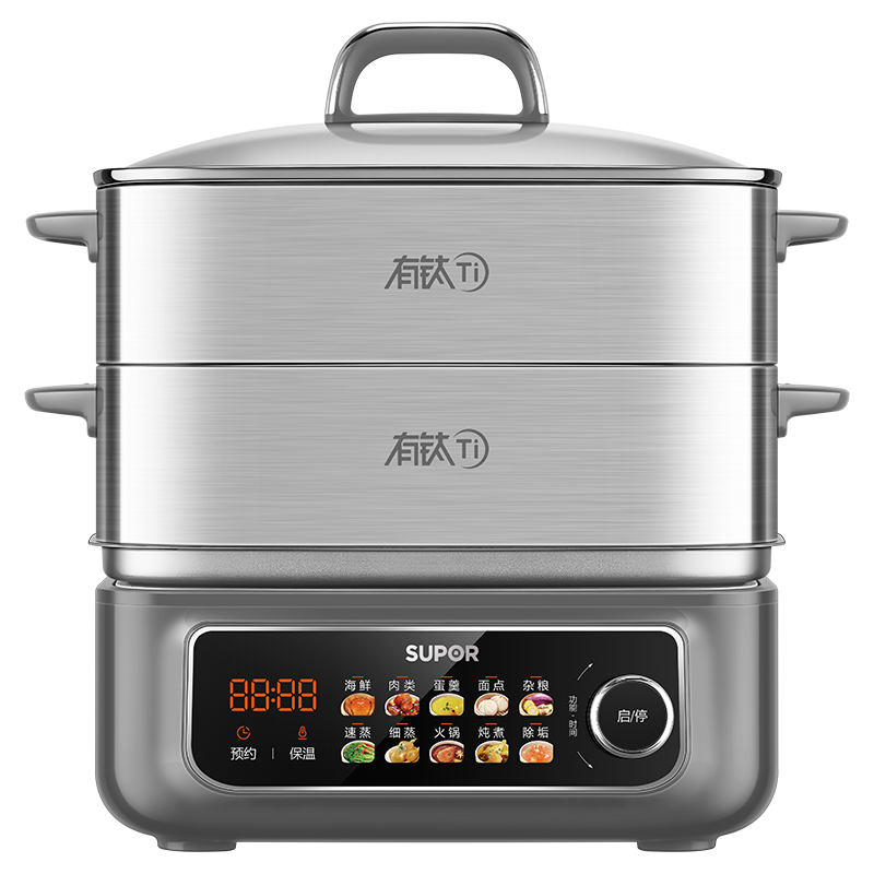 SUPOR Titanium Stainless Steel Electric Steamer 0-Coating Multi-Functional Household Stew Steam Hot Pot 18L Detachable Cube Electric Cooker ZN30FC1689