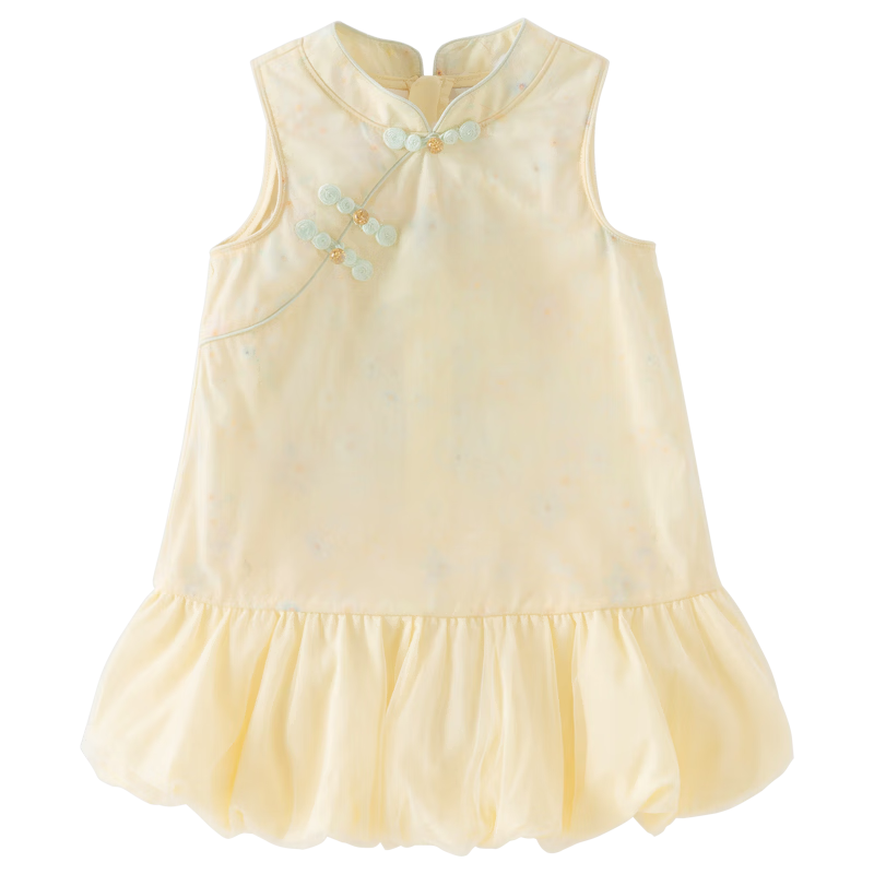 DAVE & BELLA Girls' Traditional Chinese Style Flower Bud Dress Summer Baby Dress Children's Fashion Dress