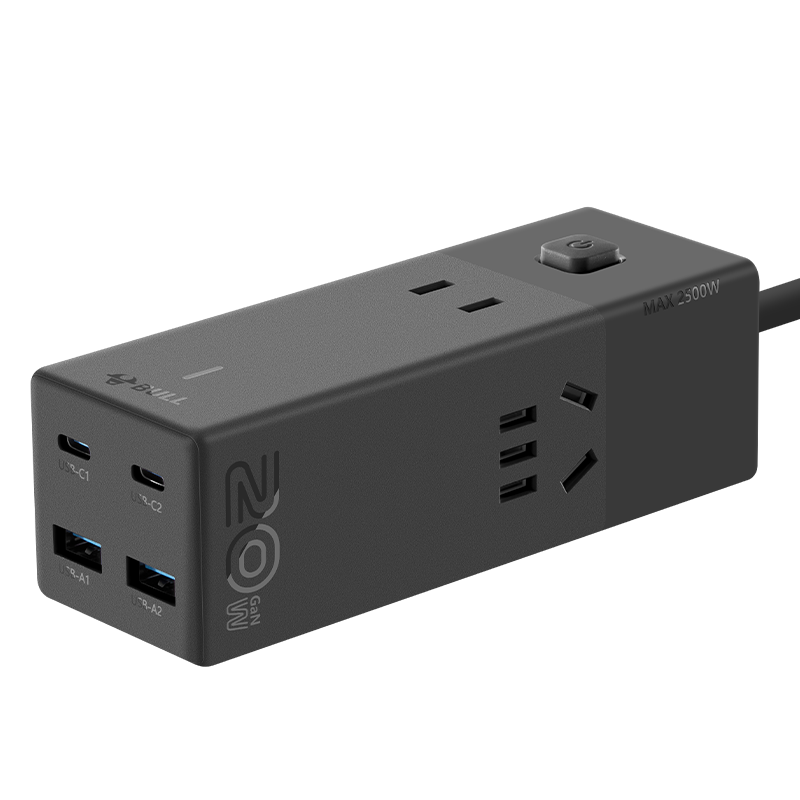 BULL Gallium Nitride 20W Fast Charging Socket/desktop Charging Station Socket/multifunctional USB Power Strip Portable Power Dock Safe Fast Charging 2C2A+3 Sockets Master Switch
