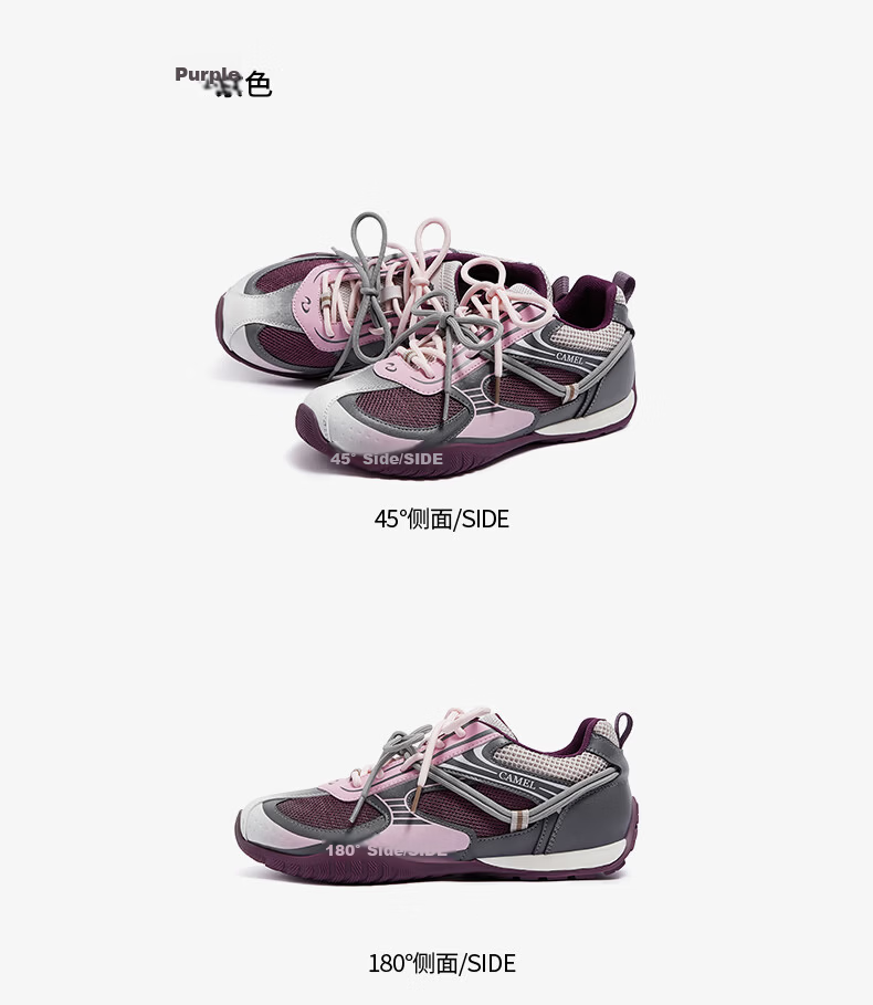 CAMEL Wang Junkai Edition Crescent Moon Trainer 4th Gen Women's Retro Racing Shoes L26A548053 Silver Size 36 40
