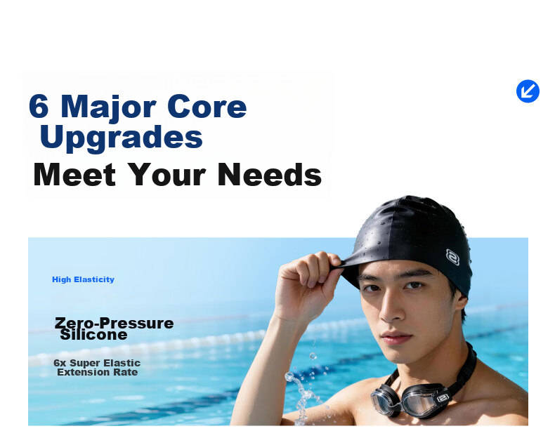 Skechers Unisex Silicone Swim Cap Non-Slip Waterproof Comfortable Long Hair Adult Swimming Cap Matte Black 10