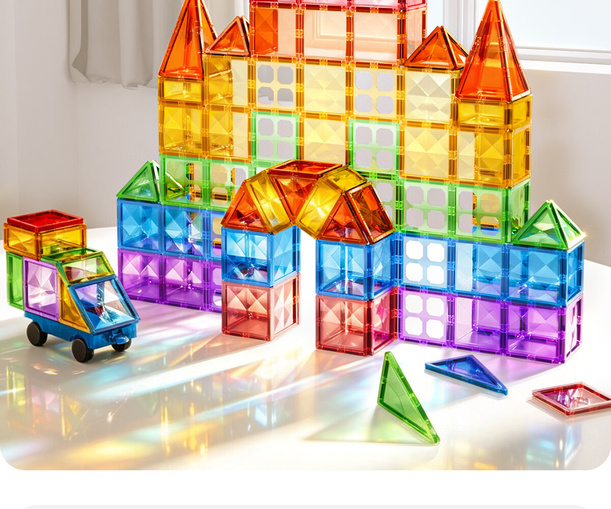 Xinge Color Window Magnetic Tiles Children's Toy Boys 3-6 Years Magnetic Building Blocks Educational Early Learning 1-3 Years Birthday Gift 5