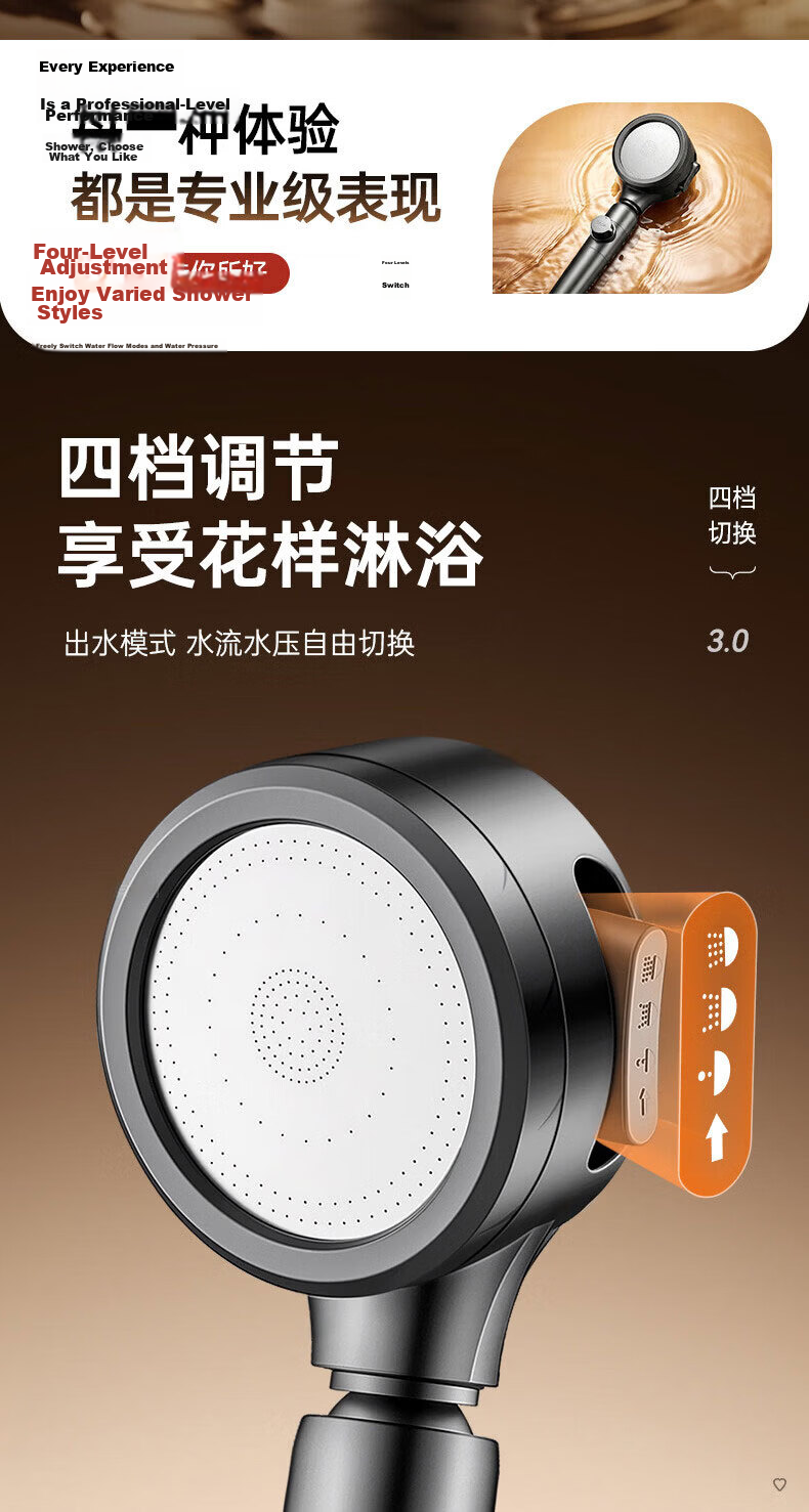 HOMK Seiko Shower Head High-Pressure Filtered Bathroom Shower Sprayer New Model 9