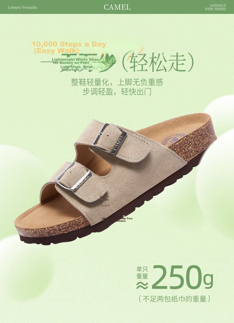 CAMEL Birkenstock Style Women's Casual Thick Sole Platform Sandals L26M700064A Beige Size 38 7