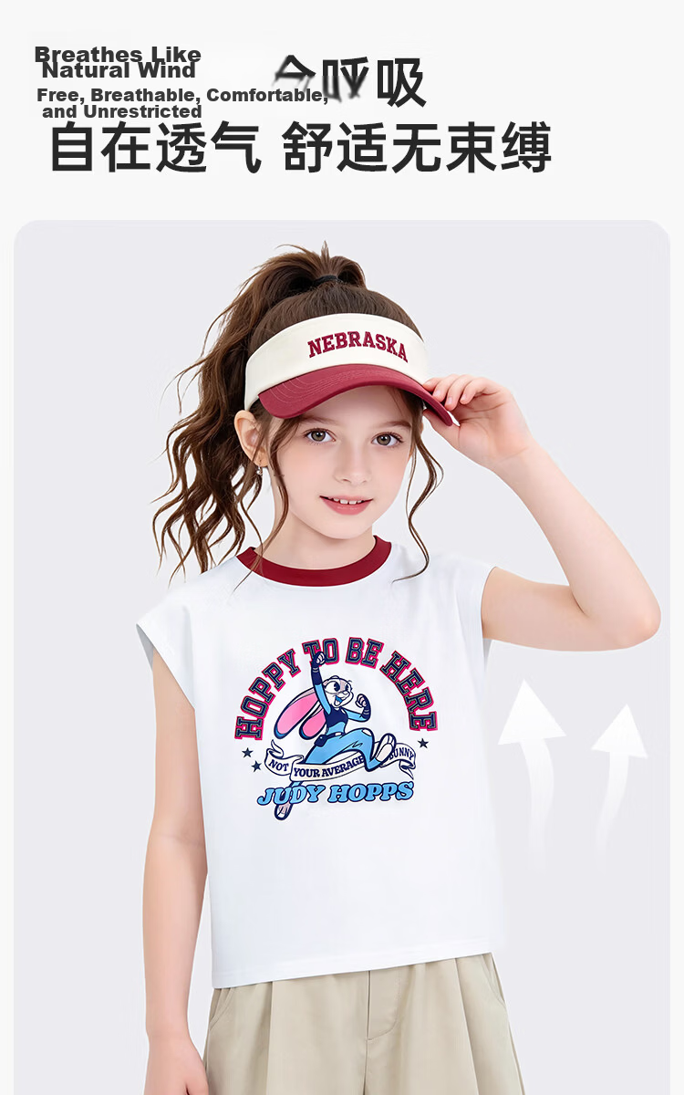 Disney Girls Short Sleeve T-Shirt 2026 New Summer Kids Cartoon Sleeveless Printed Breathable Vest Navy Blue 120 6