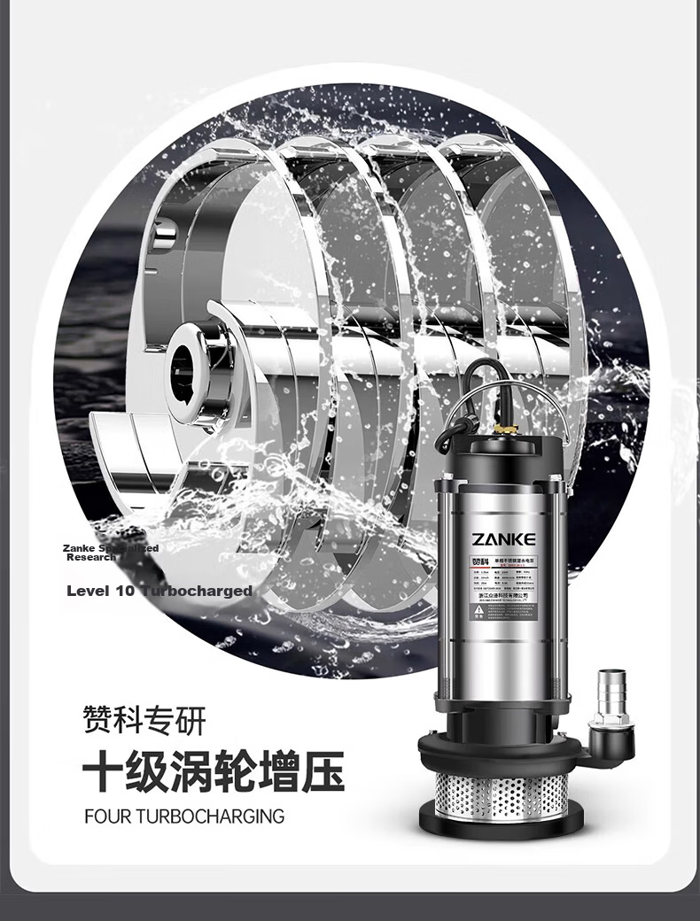 Zanke Submersible Pump Household Well Water 220V Stainless Steel 1 Inch 370W Clean Water Pump for Agricultural Irrigation 6