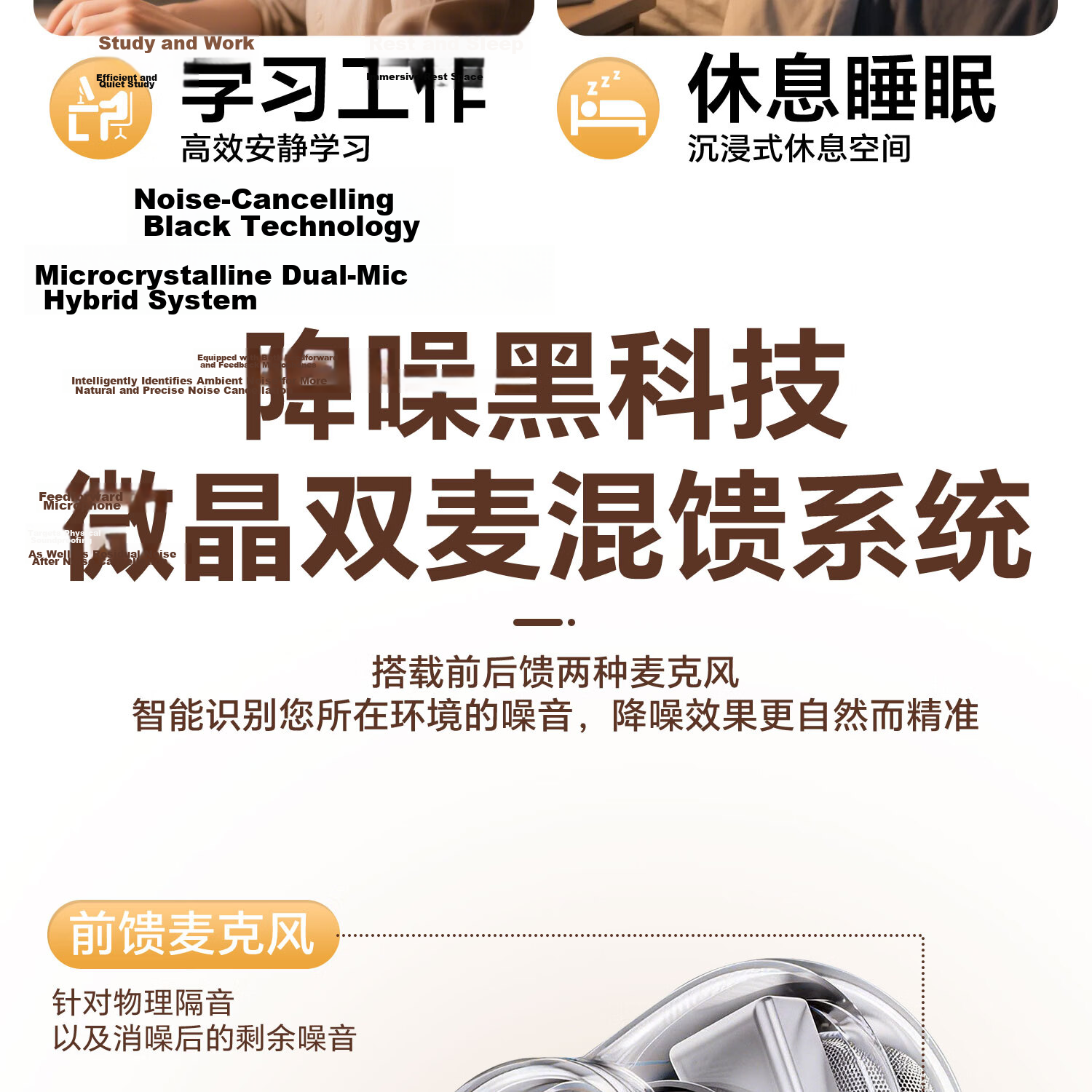 Zhunhang Bluetooth Noise Cancelling In-Ear Wireless Earphones 2026 New Ultra-Long Battery Life Deep Noise Cancellation Berlin Sound Sports Call Gaming Sleep Bluetooth Earphones 8