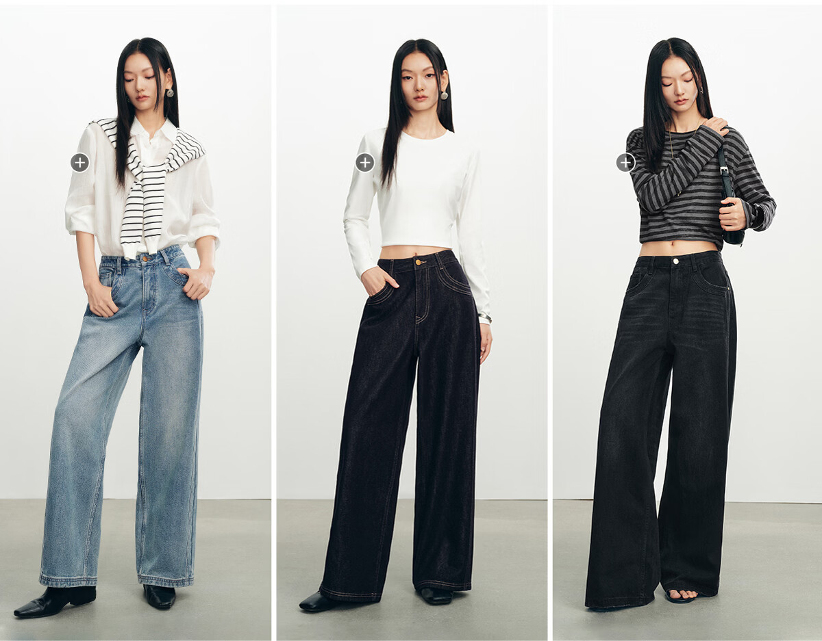 Taipingniao Women's Jeans, Autumn Straight-Leg Pants, Fashionable Casual Versatile Commuter Style, Denim Dark Blue, Size L 18