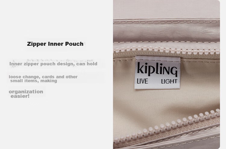 Kipling Fashion Simple ARAS Shimmer Silver Crossbody Bag Birthday Gift 8