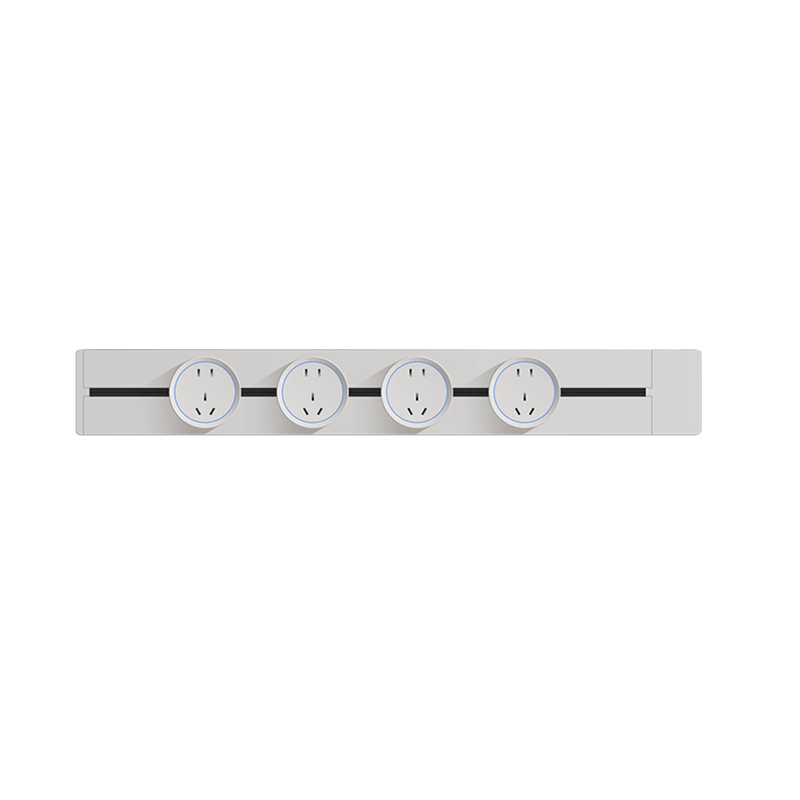 PNTU Slim Track Socket Surface-Mounted No Slot Required, 8000W High Power Sliding Rail Track Mobile Sideboard Guide Rail 50cm + 4 Adapters Pearl White