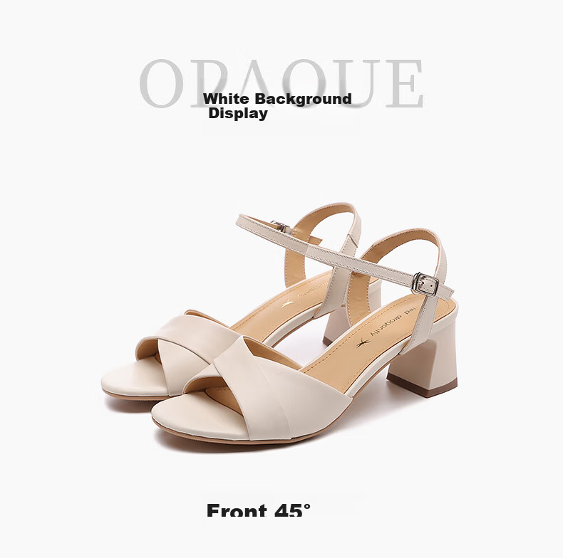 Red Dragonfly Women's Sandals French Style Thick Heel One-Strap Open Toe Beach Shoes WLK252361 Beige Size 38 10