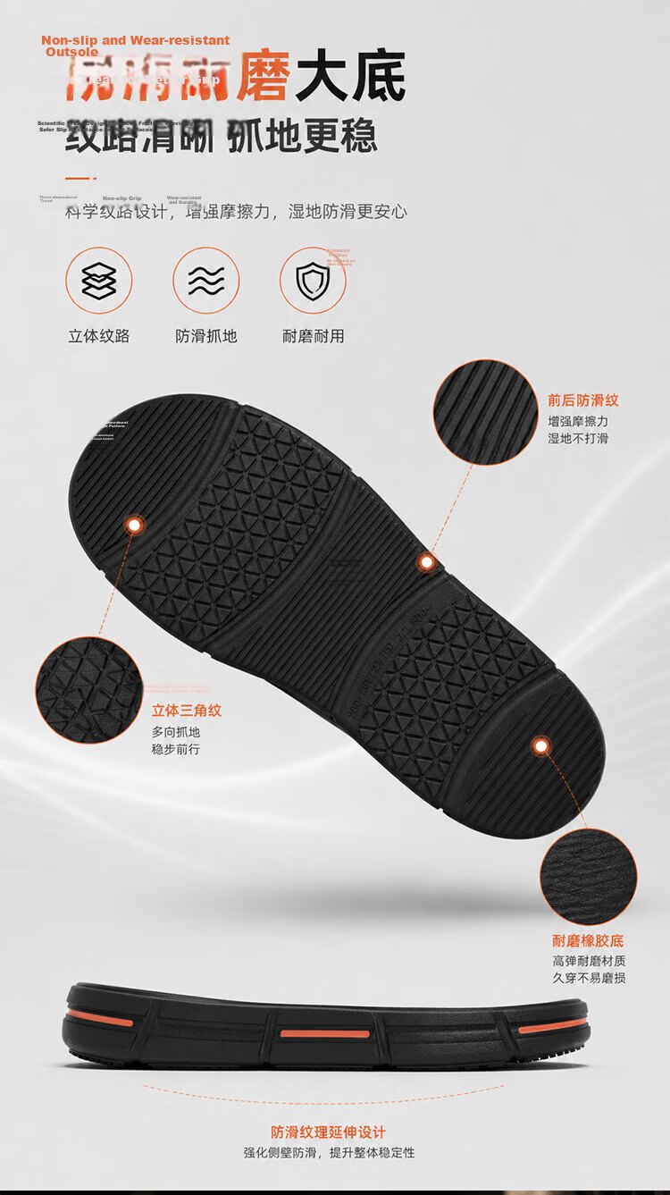 Warrior Men's Summer New Bathroom Non-Slip Wear-Resistant Soft Sole Sports Outdoor Beach Slippers Black Size 42-43 6