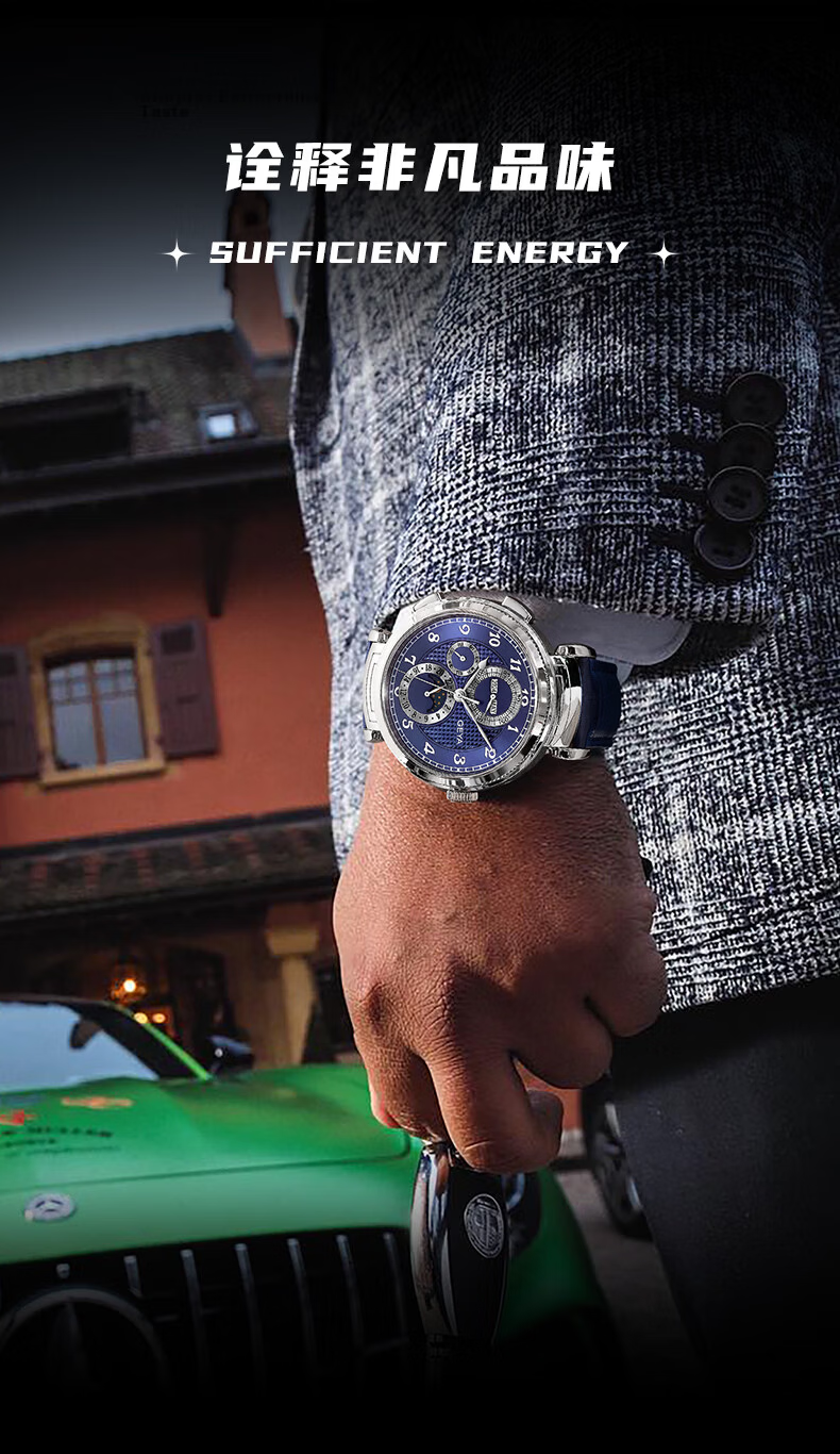 GEYA Dual Calendar Business Mechanical Men's Watch Automatic Mechanical Male Wristwatch Birthday Gift for Men 7
