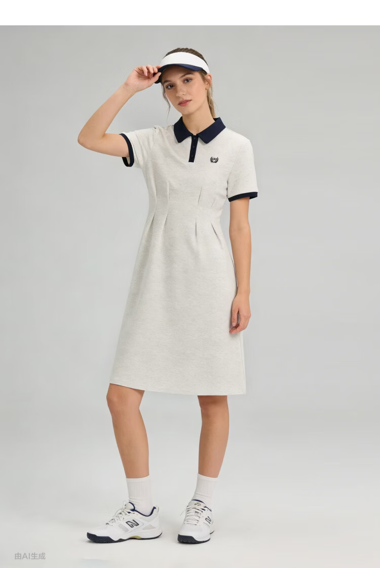 GAP Women's Classic Embroidered Logo Waist-Drawstring Color-Block Collar Short Sleeve Dress 765627 15