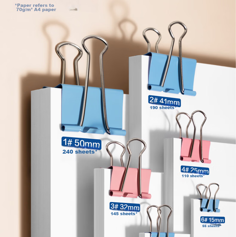 Deli 19mm Colorful Metal Binder Clips, Small and Large Size, Document Clips, Voucher Clips, Receipt Clips, Exam Paper Clips, Subject Clips TP215, Pack of 40 11