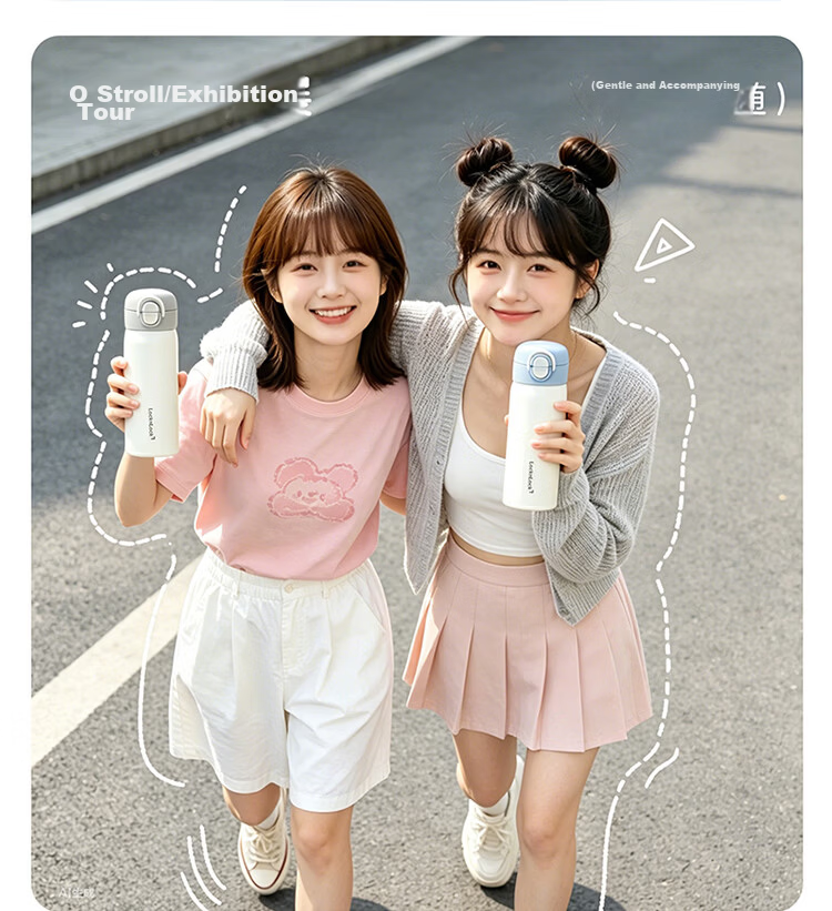 LOCK&LOCK Dual Drink Flip Lid Insulated Water Bottle for Men and Women, High-Value Student Thermos Cup, Blue - 480ML 17