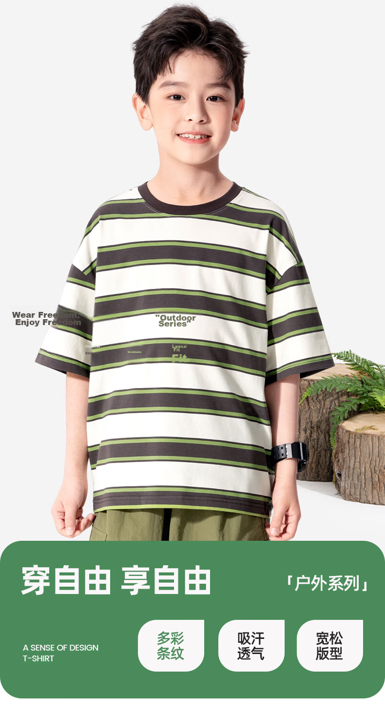 Mark Fairwhale Kids Summer Set Boys Short Sleeve T-Shirt Quick-Dry Shorts Summer Outfit Beige Coffee + Army Green 150 2