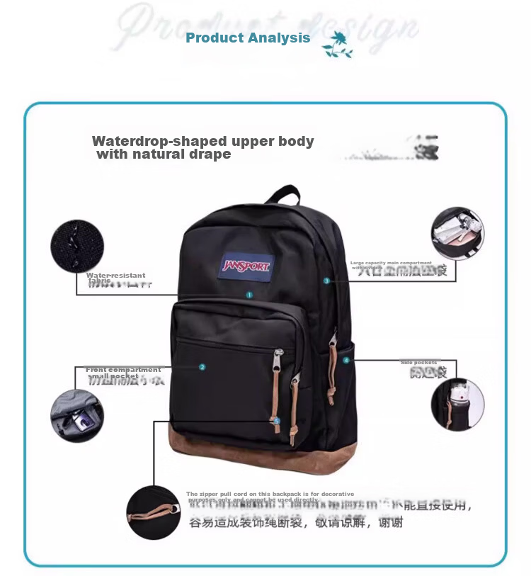JANSPORT Jasper Backpack Women Laptop Bag Men College Student Schoolbag Twilight Vintage Leather 4QVA7S1 4