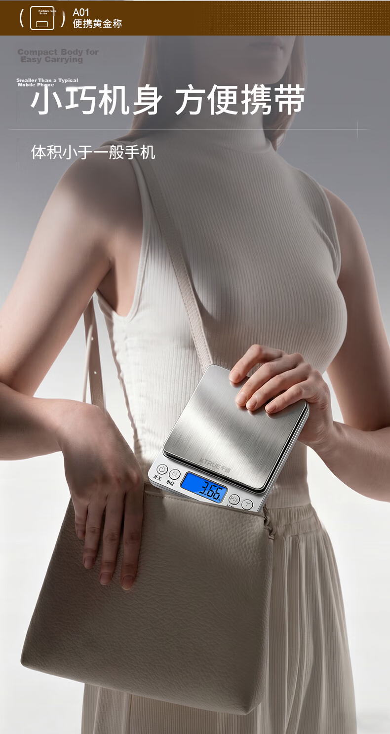 Qianque 0.01g High Precision Electronic Scale Jewelry Gold Scale Kitchen Scale Stainless Steel Surface Baking Scale Weight Scale Rechargeable 11