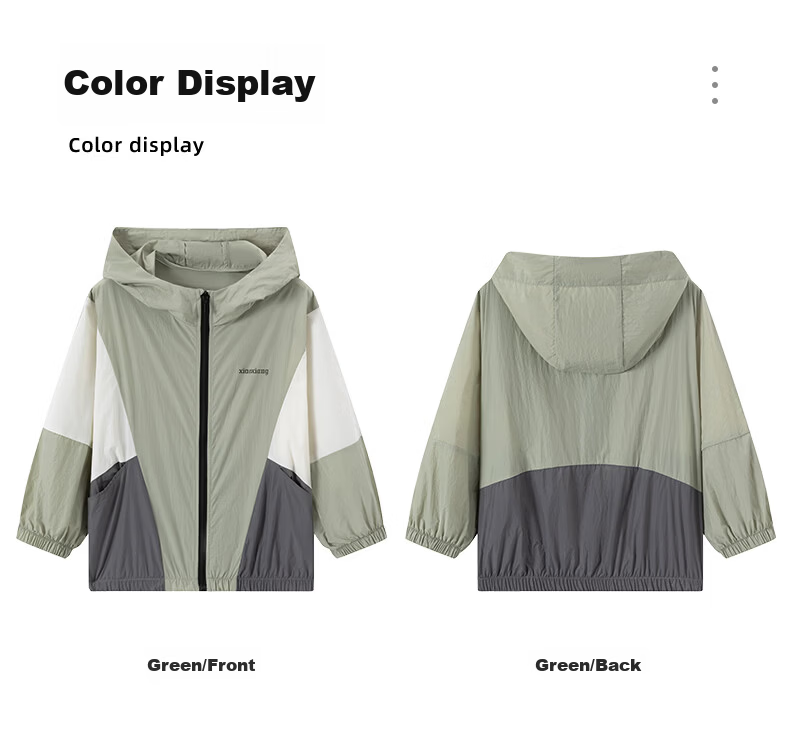 Little Elephant Hamm Boys' Summer Sun Protection Jacket UPF50+ Children's Lightweight Coat 2026 New Stylish Skin Jacket Green 130 cm 14