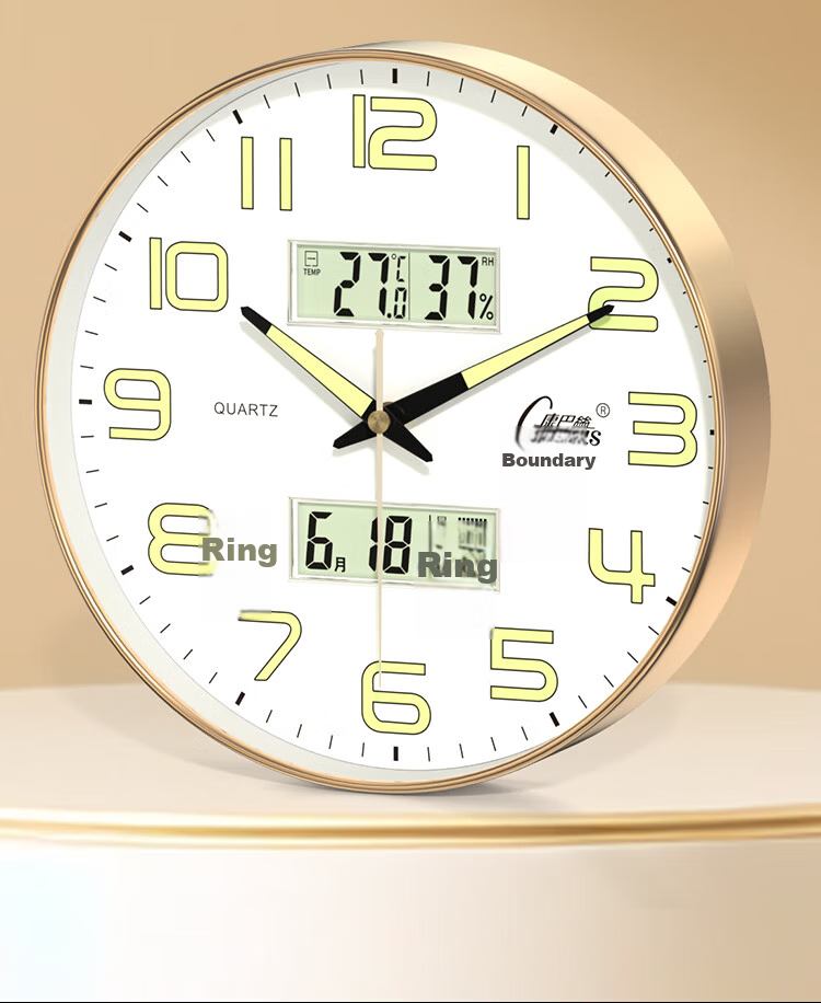 Compas Luminous Wall Clock Living Room Perpetual Calendar Quartz Clock Minimalist 1537-1 Light Luxury Gold 30.5cm 9