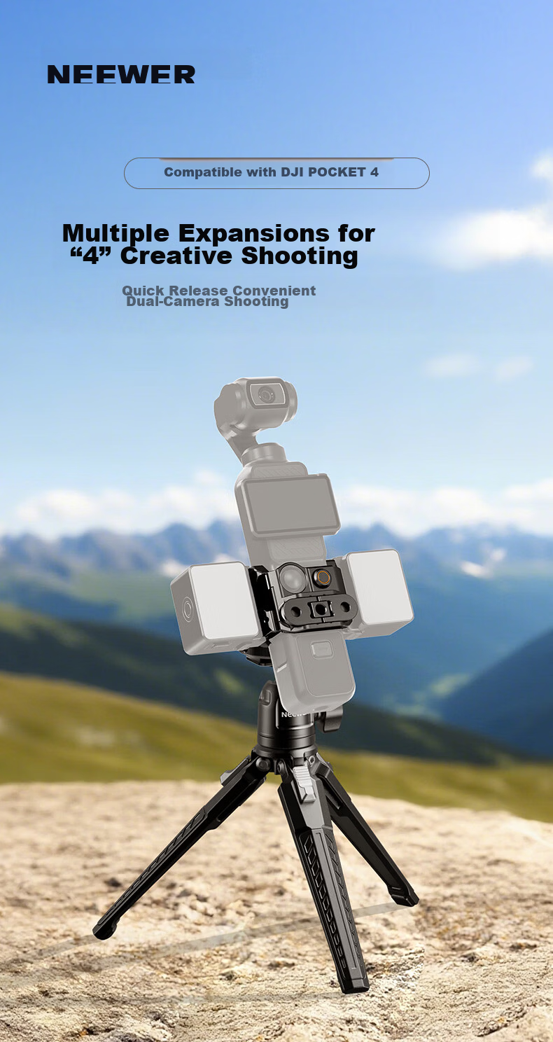 NEEWER DJI Pocket 4 Expansion Frame Cage Mount Sports Camera Extension Adapter Quick Release Bracket Fixing Shooting Adapter 1