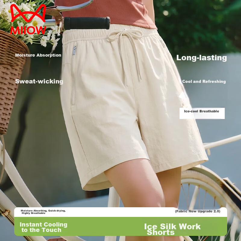 Miiow Outdoor Work Shorts 2026 Summer Ice Silk Loose Functional Quick-Dry Casual Sports Breathable Women's Five-Point Pants