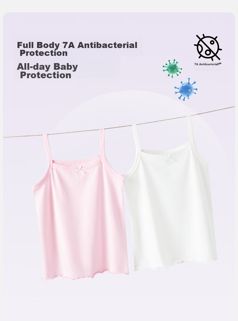Langsha Girls' Cotton Tank Top Children's Summer Thin Sleeveless Pajama Vest 2-Pack 9