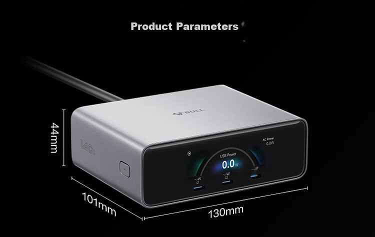 BULL 140W Desktop Charging Station USB Socket Digital Display Power Strip Overload Protection Compatible with Xiaomi Apple iPhone Smart Super Charging Station Pro 3C2A 22