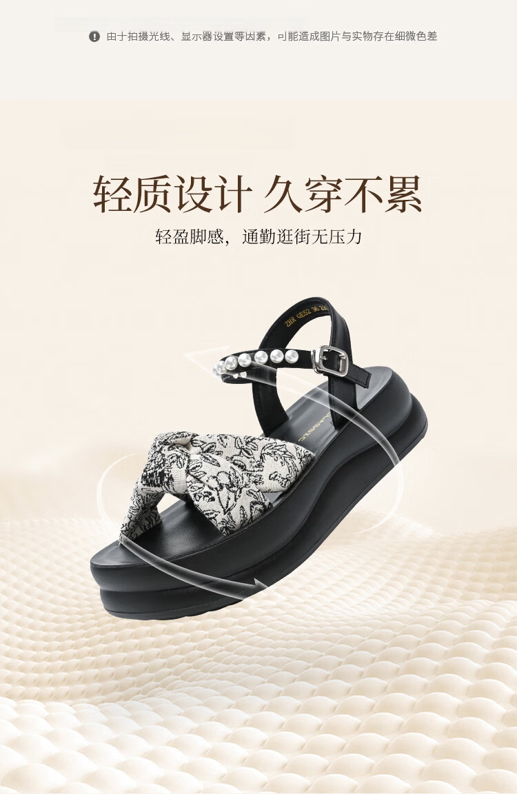 ZHR Women's Summer New Thick Sole Height Increasing Sandals with Bow Black 37 7