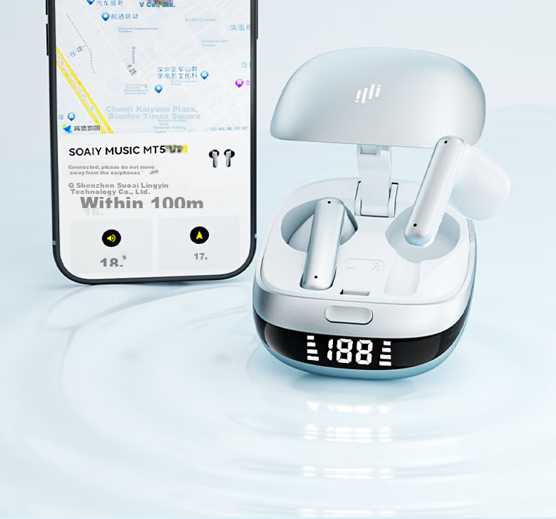 Soaiy MT5 Semi In-Ear True Wireless Bluetooth Earphones 2026 New Model Premium Sound Quality Long Battery Life AI Translation Noise-Cancelling Call Compatible with Apple Huawei Xiaomi Birthday Gift Si 21