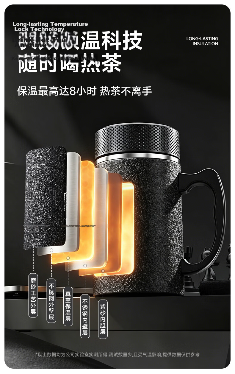 Fanjie Purple Clay Insulated Tea Cup for Men Birthday Gift for Dad Father Teacher Elderly Retired Practical Souvenir 8