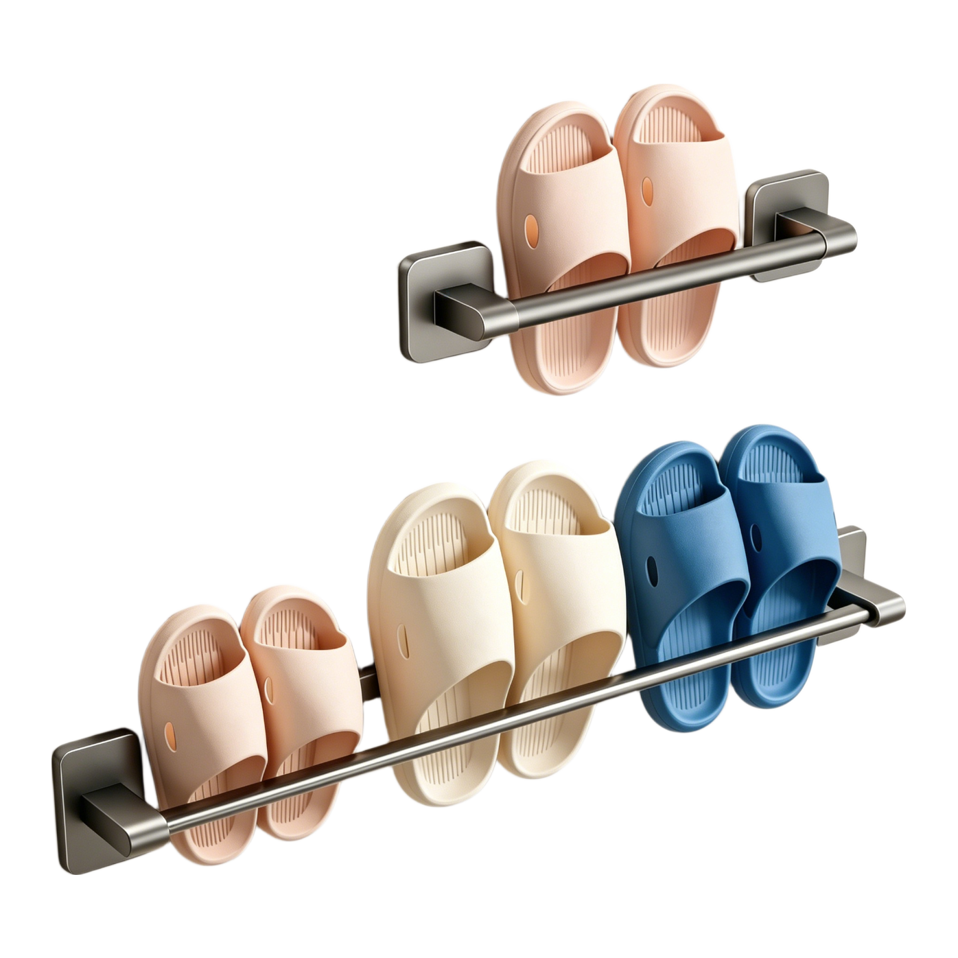 Xinpei Bathroom Slipper Rack, Space Aluminum No-Drilling Towel Rack, Toilet Storage Shelf, Door-Mounted Wall-Hanging Organizer