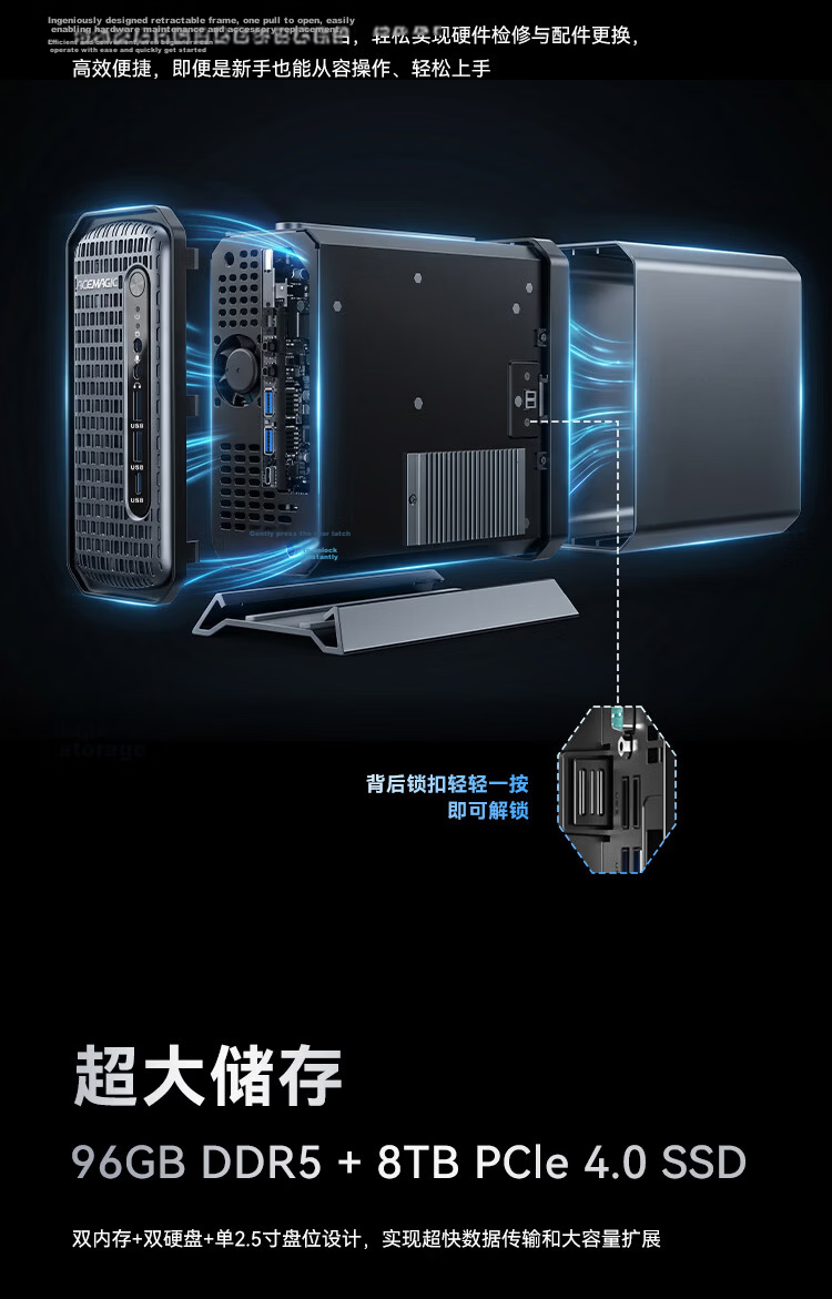Amaq Ai Smart Computing G3A Mini Workstation Mini PC Core i9 Dedicated Graphics RTX Pro4000 Mobile High-Performance Graphics Rendering Portable Computer Large Model Deployment 8