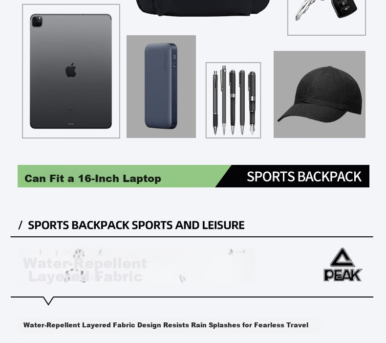 Peak 2026 New Lightweight Unisex Backpack Large Capacity Casual Travel Commuter Laptop Bag 6