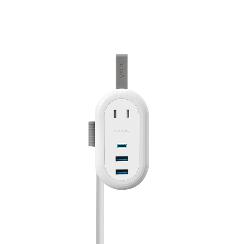 BULL 20W PD Fast Charging Travel Power Strip/Extension Cord/Power Bar/Power Strip with Mini Type-C + USB + 2 Outlets, Total Length 0.9 Meters, GNV-UU5202 without Switch