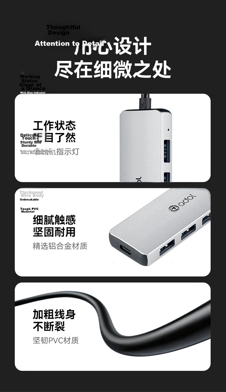 ASUS a USB Splitter USB 3.0 Adapter USB Expander USB Extension Cable Laptop Dock Hub USB Expansion Dock UA445 Metal (1.5M) 16