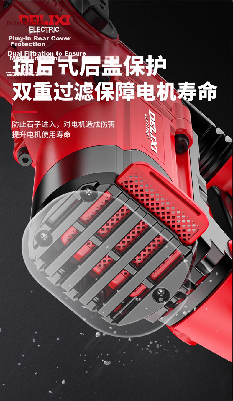 DELIXI Electric Hammer, Chisel And Drill High-Power Three-In Impact Drill for Concrete, Multi-Functional Household Power Tool, Corded Electric Hammer 10