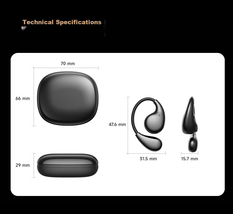 GFFOCUS 2026 Latest Bone Conduction Bluetooth Earphones, Digital Battery Display, Open-Ear Wireless Sports Running Headset, Non-In-Ear, Noise Reduction, Long Battery Life 39