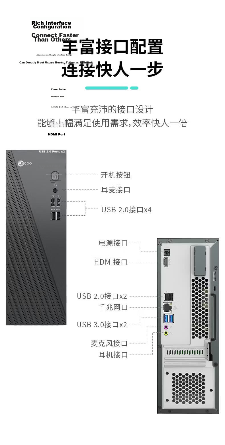 Lenovo Lecoo Cool 310 Business Office Desktop Computer i5-13420H Processor 12GB RAM 512GB SSD 25