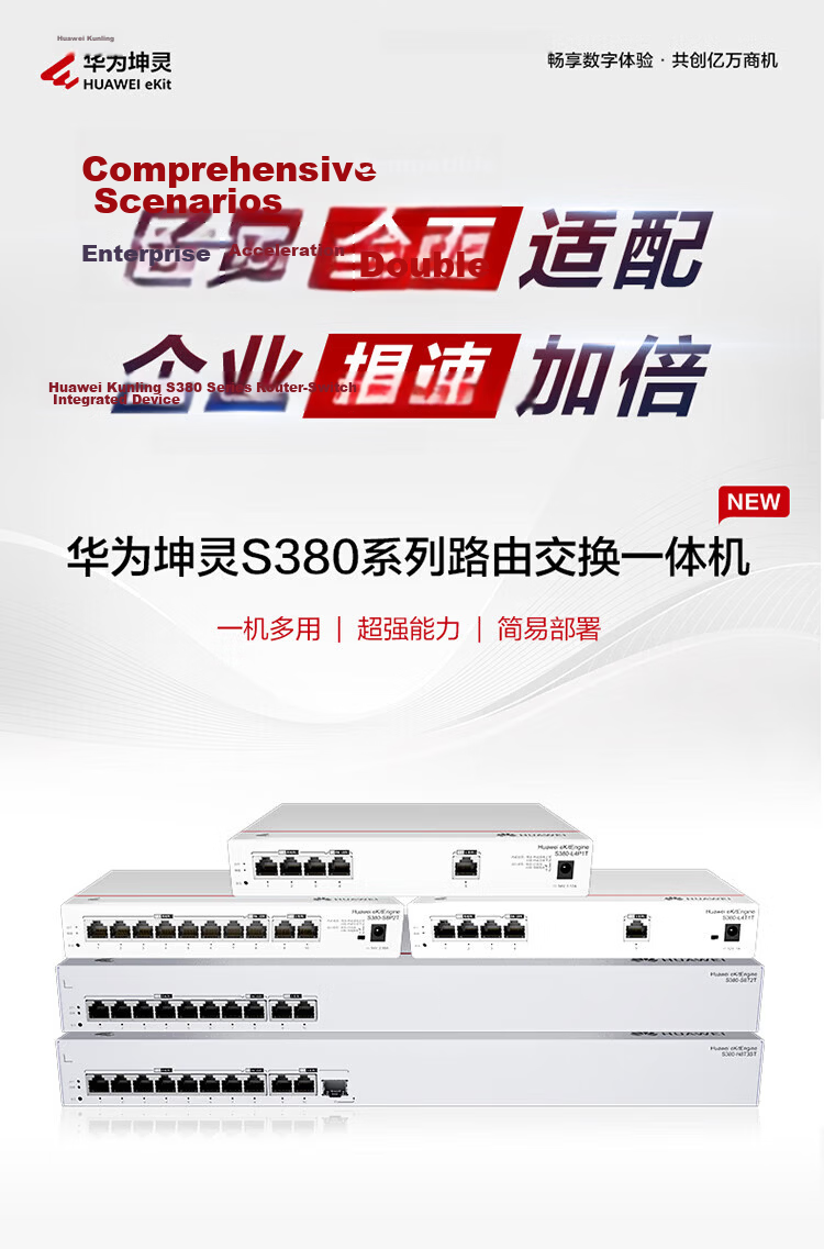 Huawei Kunling 5-Port Gigabit PoE Switch Router S380-L4P1T Enterprise Network Integrated Web Management Power 50W 1