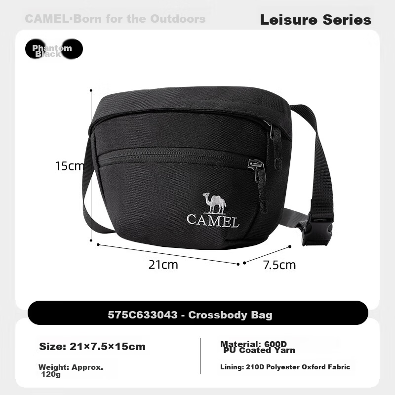 CAMEL Crossbody Small Bag Fashionable Lightweight Shoulder Bag for Women Commuting Travel Sports Waist Pack 3043