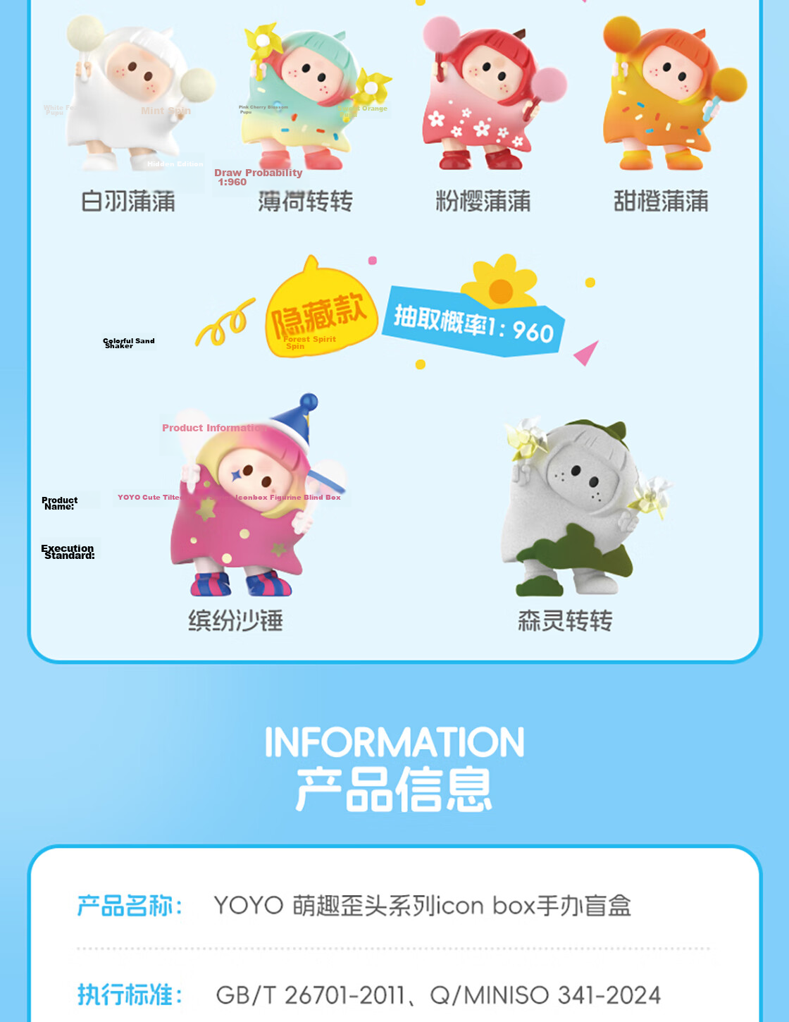 MINISO YOYO Cute Tilted Head Icon Box Blind Box Right-Right Sauce Figurine Toy Peripheral Birthday Gift for Girls Desktop Box 4
