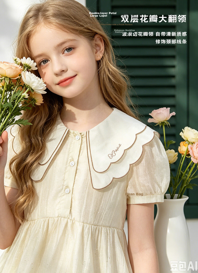 Disney Girls' Tencel Dress Summer Lightweight Princess Dress for Older Children EQ083 Blue 160cm 10