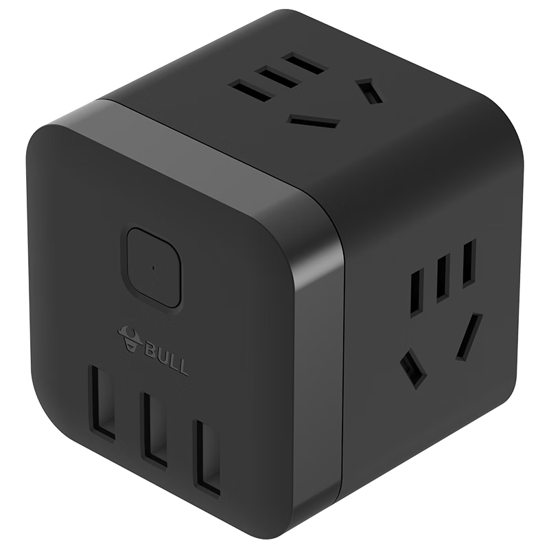 BULL Wireless Magic Cube USB Socket Power Strip/Extension Cord/Power Bar/Outlet Strip 3 USB Ports + 3 Outlets Black GN-U303WH Master Switch