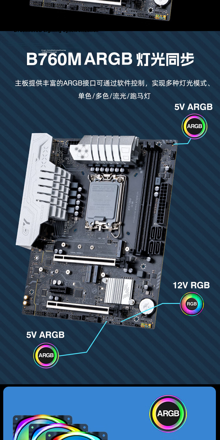 Ering B760M Phantom Wing Motherboard Computer Host Assembly Synchro ARGB Cooling Armor Desktop DIY Assembly Computer Set D4 Memory B760M-DDR4 Black 4
