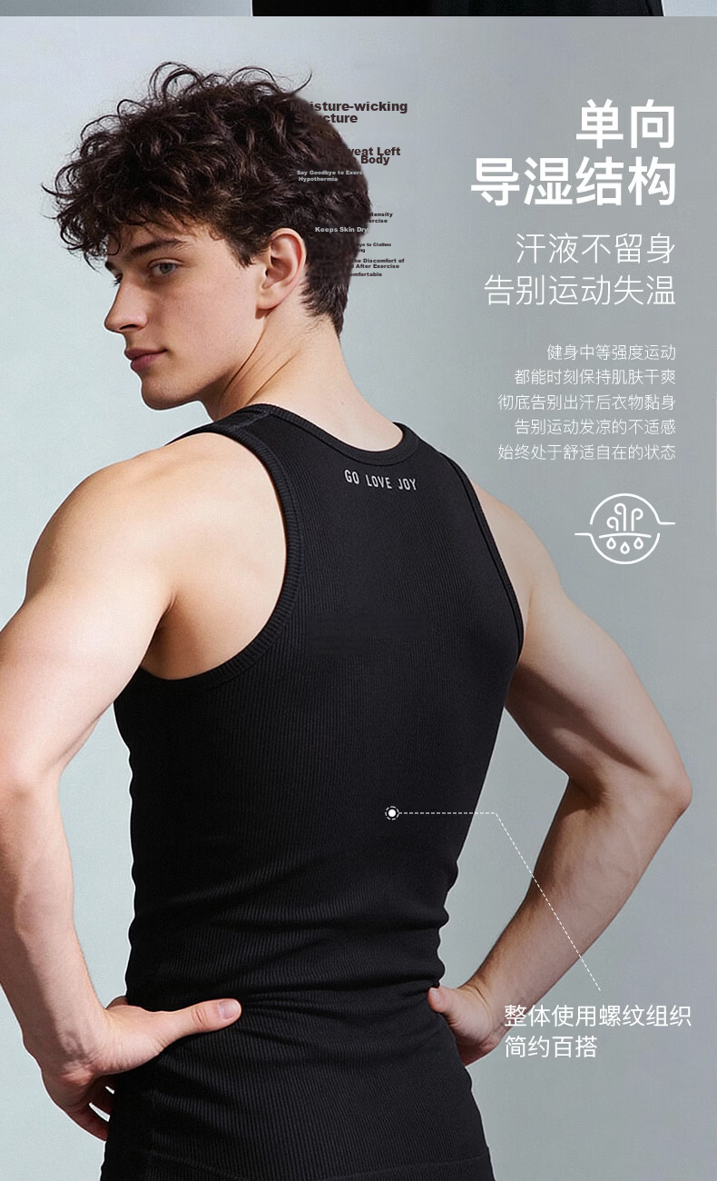 GOLOVEJOY Men's Quick-Dry Fitness Tank Top Running Sleeveless T-Shirt Compression Muscle Shirt Black L 7