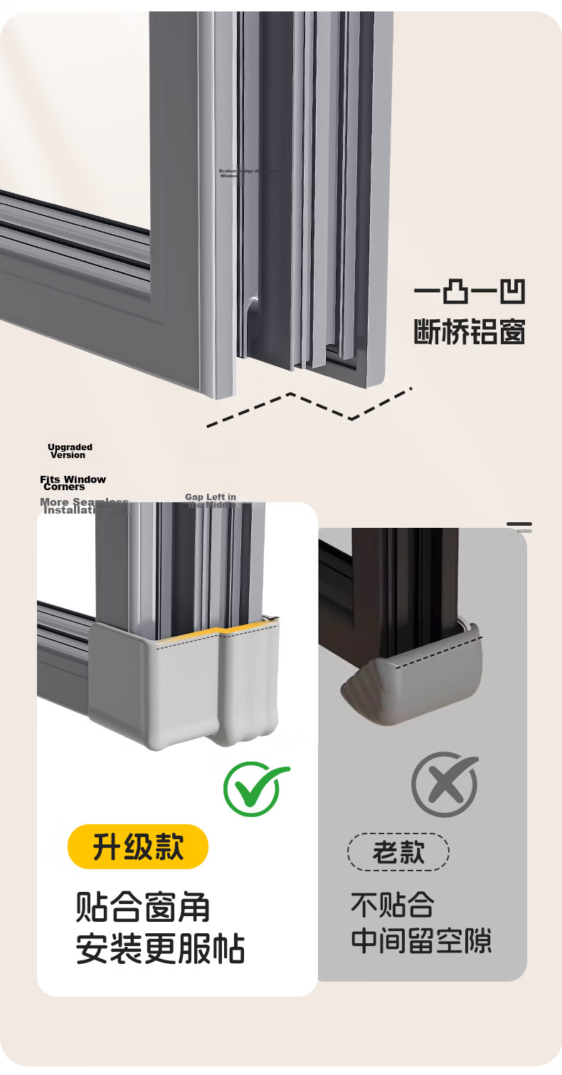 SAFTY DAD Broken Bridge Aluminum Window Corner Protector Anti-Collision Guard for Inward Opening Windows and Doors Corner Protection Sleeve 9