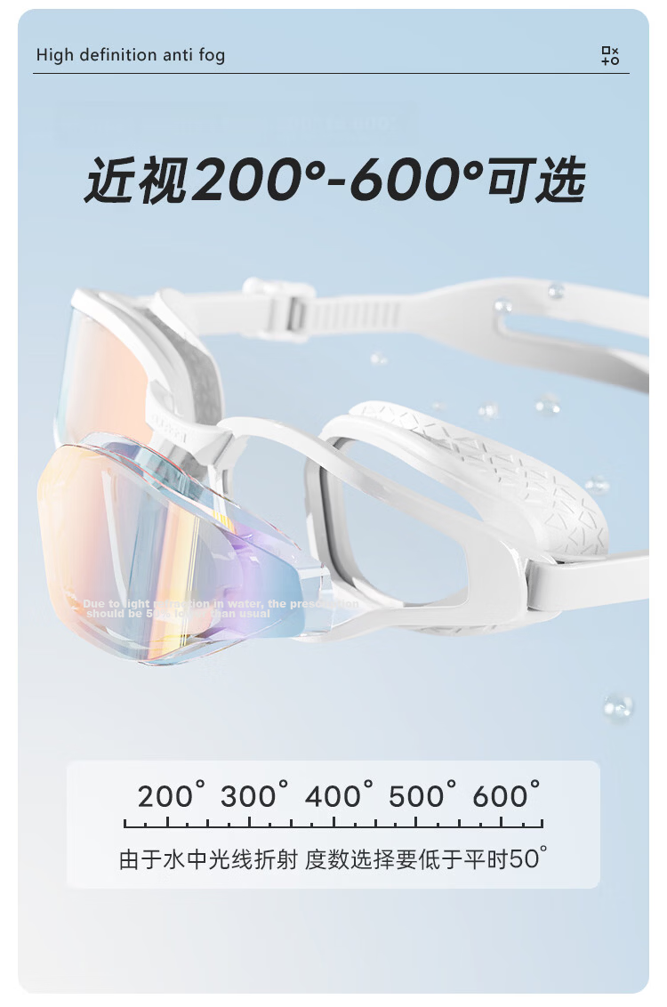 PULASSI Swimming Goggles for Men and Women, Professional Racing, HD Anti-Fog Waterproof, Prescription Training, 200° View 10