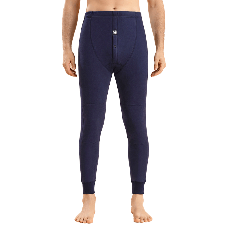 Hengyuanxiang Autumn New Lambswool Cotton Pants for Men, Warm Fleece-Lined Double-Layer Wool-Knee Protection Base Layer Pants, 3XL